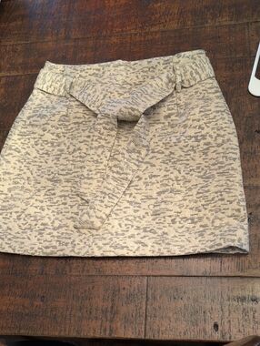 RW&CO. Cream and Gray Mini Skirt with Front Tie Has Some Sparkle Throughout